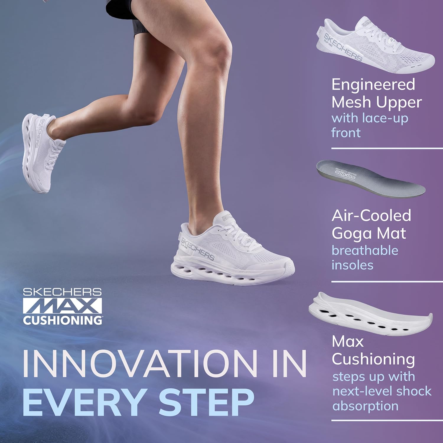 Skechers MAX CUSHIONING GLIDE-STEP womens shoes - الصورة 5