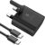 شاحن سريع 45 واط USB-C مع كابل من النوع C الى نوع C، قابس شحن سريع للغاية، محول حائط بريطاني 3 دبابيس مع كيبل بطول 1.5 متر، متوافق مع ايفون وسامسونج واندرويد والتابلت (اسود داكن)