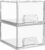 مجموعة درج تخزين وتنظيم مكياج شفاف قابل للتكديس من قطعتين بطول 11 سم من في توب مارت، منظم حمام أكريليك، صندوق تخزين بلاستيك شفاف لطاولة الزينة وأسفل الحوض وخزائن المطبخ والمخزن