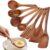 7pcs teak wood cooking utensils set with hanging hooks heat resistant non stick wooden spoons kitchen spoon set طقم أدوات طبخ خش