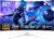 شاشة ألعاب 32 بوصة 4K 60 هرتز من كروا، شاشة فائقة الوضوح UHD 3840×2160 منحنية 1500R، منفذ نوع C، ألوان 120% sRGB، سماعة مدمجة، إضاءة خلفية ملونة RGB، للمكتب والاستخدام التجاري وإنتاج الصور، لون أبيض